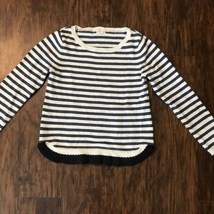 Long sleeved sweater in size L. white and navy